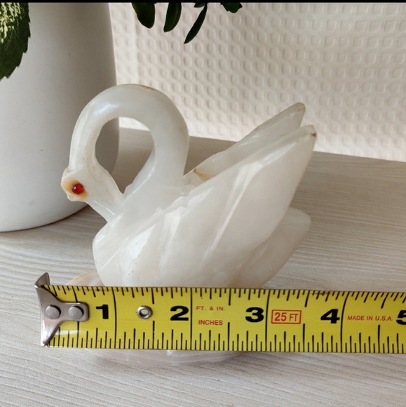 Vintage Onyx Marble Stone Carved Swan Pen Holder - Picture 13 of 13